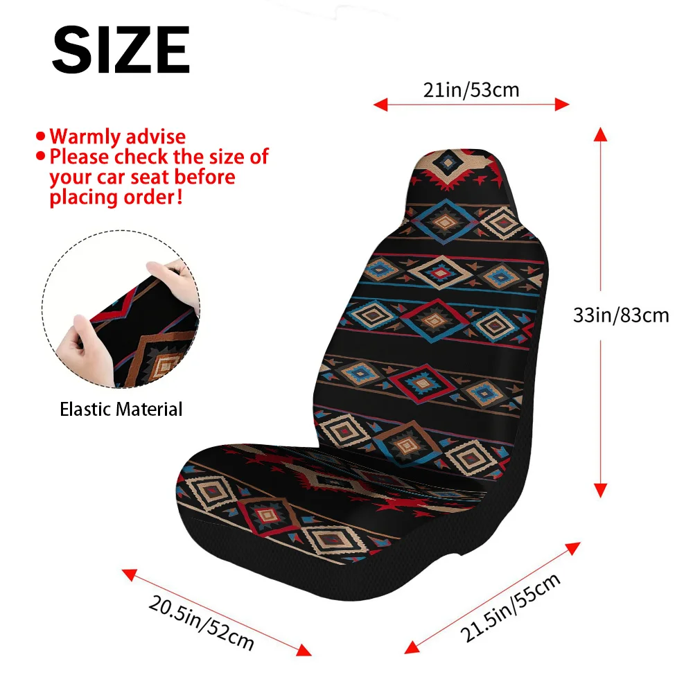 2pcs, Geometric Tribal Themed Decorative Car Seat Covers, Lightweight Washable Material, Adds Artistic Flair And Fashionable Acc