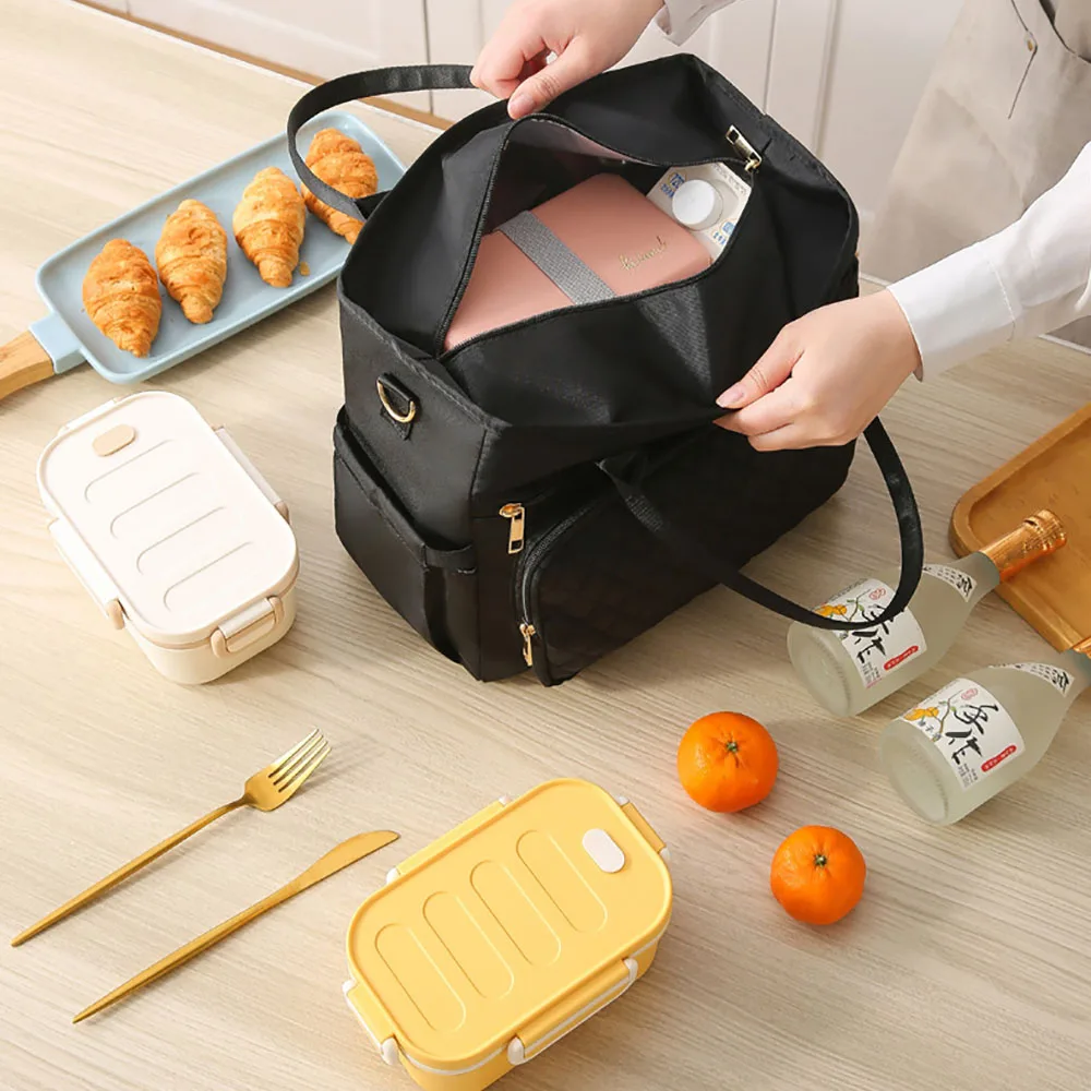 سعة كبيرة في الهواء الطلق نزهة معزول حقيبة الغداء مقاوم للماء Crossbody متعددة الوظائف حقيبة حرارية تخزين جيب حقيبة الغذاء