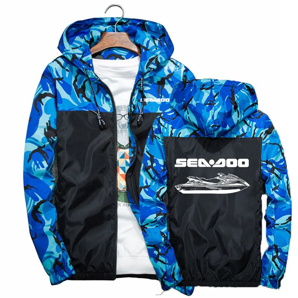 

Sea Doo Seadoo Moto Men's New Splicing Camouflage Coats Long Sleeve Zipper Hoodies Print Casual Jackets Windbreaker Top Clothing