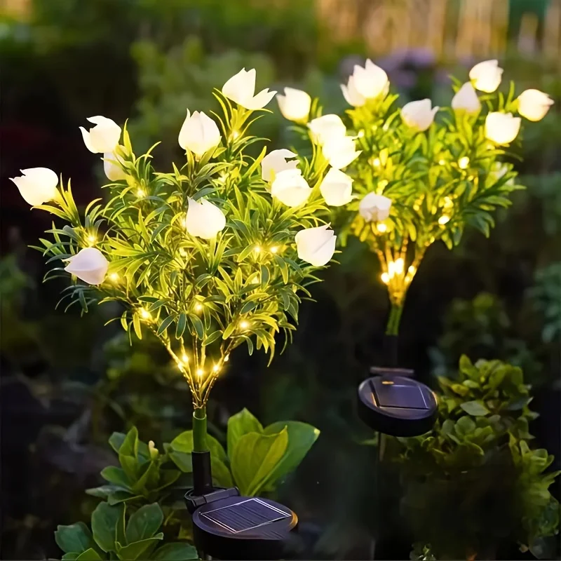

Outdoor Solar Lights Gardenia Flower LED Yard Light Waterproof Solar Lantern Grass Outdoor Decoration for Patio Pathway Lighting