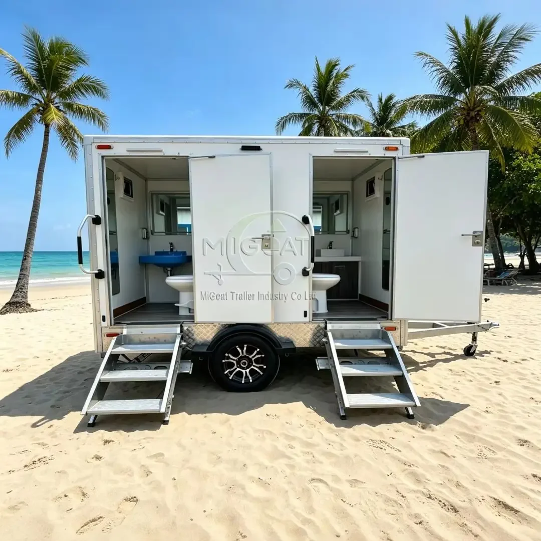 2-Room Compact Portable Restroom Trailer Custom Logo Mobile Toilet for Beach Camping Wedding & Outdoor Rental Business
