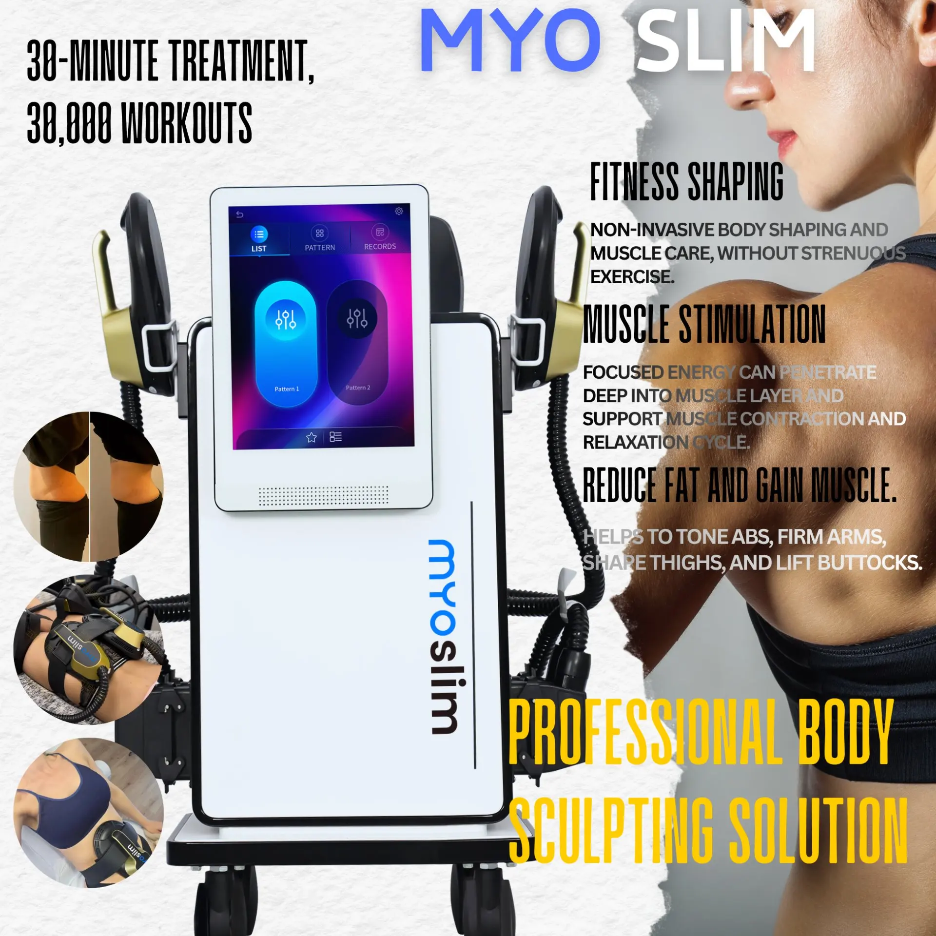 Mysolim Neo 6500W EMS RF Body Sculpt Machine Electromagnetic Hiemt Muscle Stimulation Pelvic Floor Slimming 4 Handle Salon