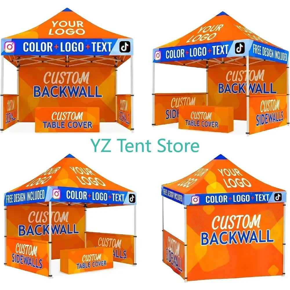 ExhibitionCustom Canopy Tent with Logo 10x10 Pop Up Tent Heavy Duty for Events Vendor Business Trade Show