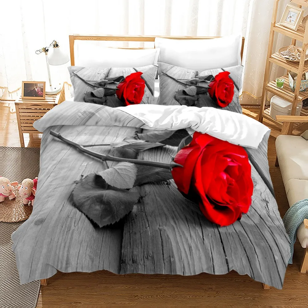 Imagem -03 - Conjunto de Cama Rosa Rosa para Mulheres Têxtil Caseiro Romântico Solteiro Tamanho Duplo Casal Decoração do Quarto das Meninas Capa de Edredão Flores Moda