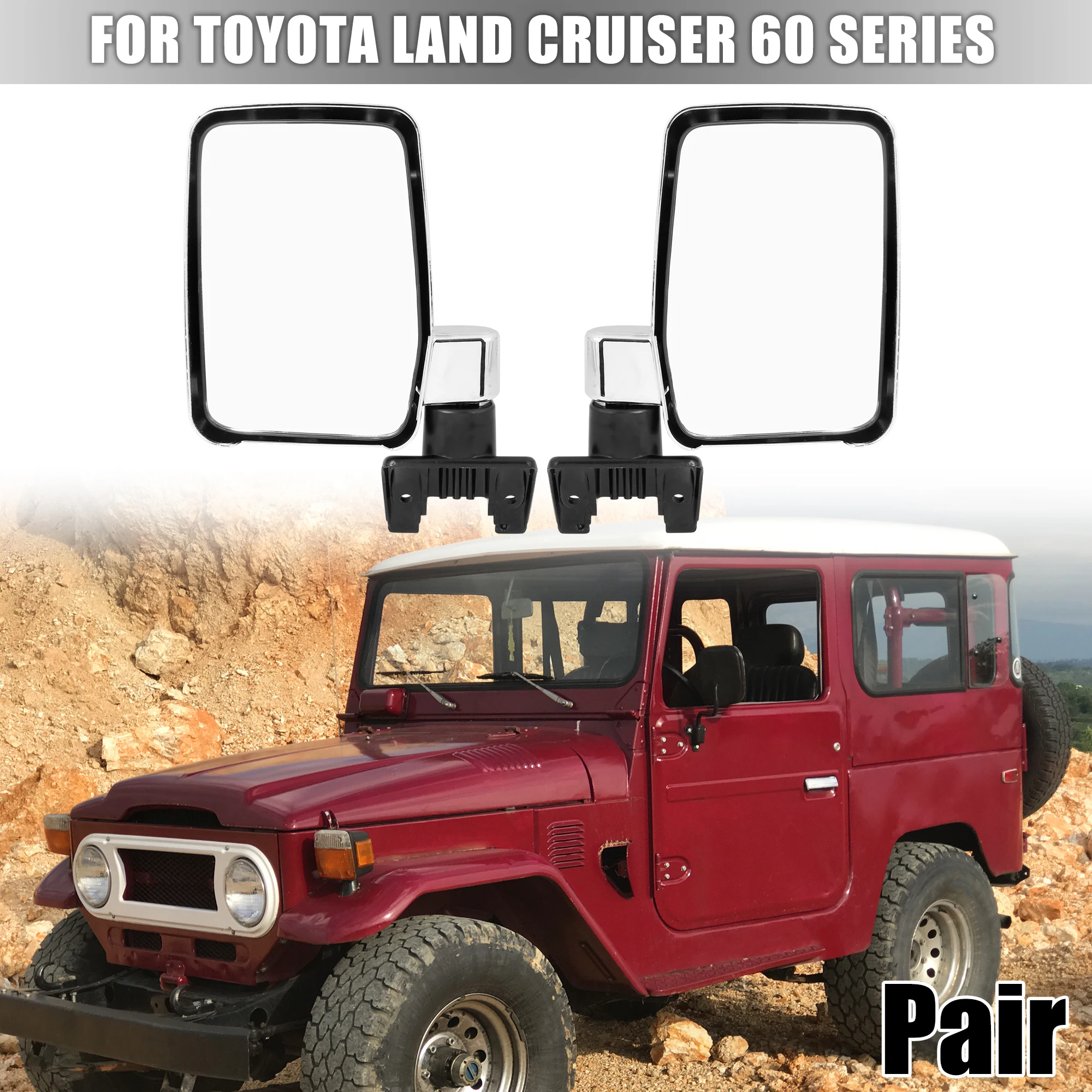 

Uxcell пара автомобильных зеркал заднего вида серебристого цвета для Toyota Land Cruiser 1980-1996 гг.