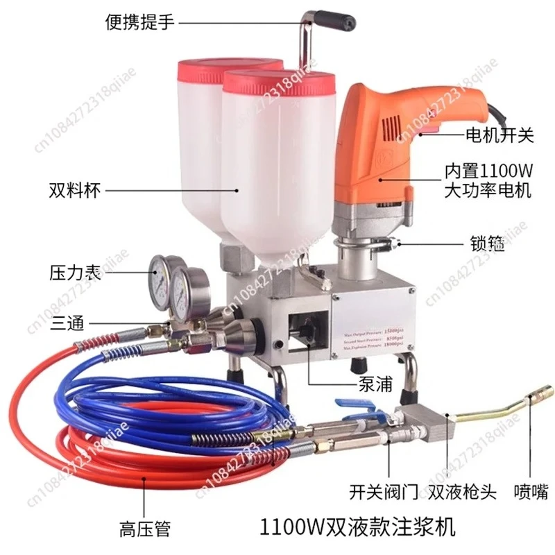 for Two-Component Waterproof Wall Repair Polyurethane Grouting Machine 220V/1100W Electric Intelligent Remote Control  Pump