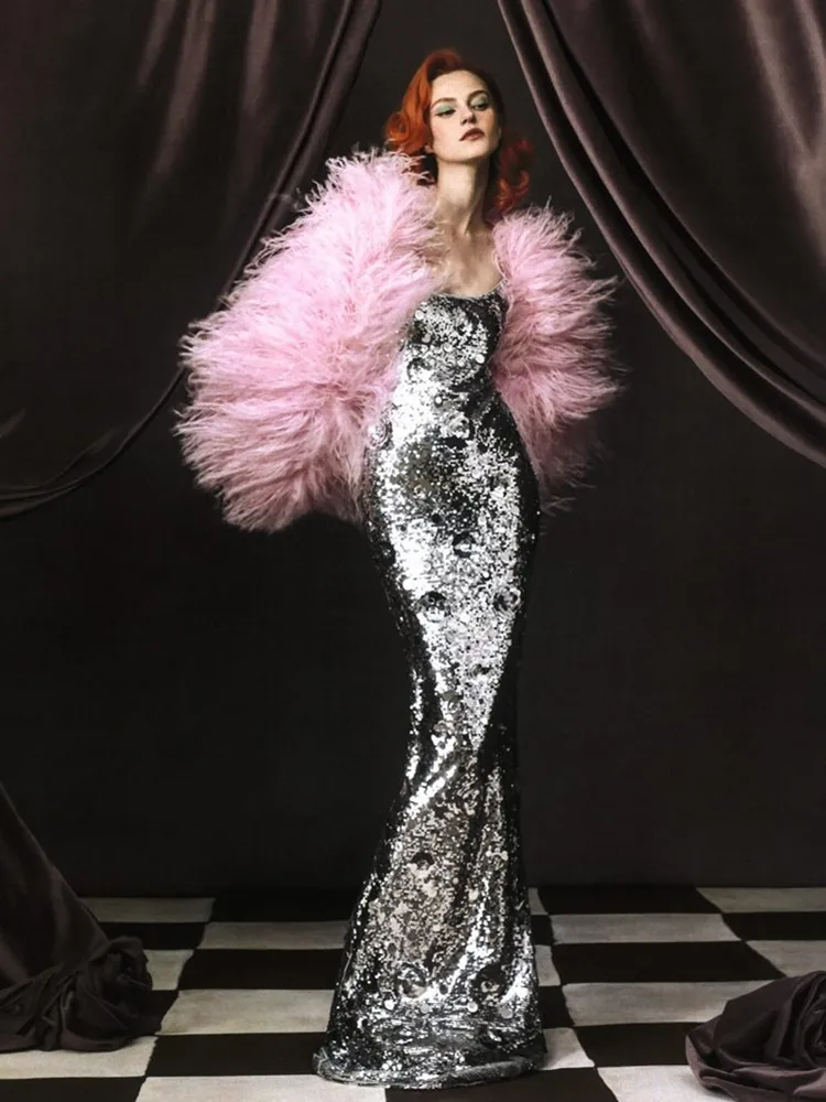 

Women Celebrity Sexy Sleeveless Mesh Sequins Flower Silver Maxi Long Gowns Dress 2025 Elegant Evening Party Club Vestido