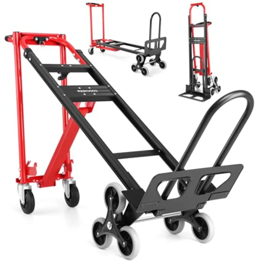 

4-in-1 Hand Trucks Dolly for industrial use, steel construction, black finish, 1000 LBS capacity with stair-climbing and foldin