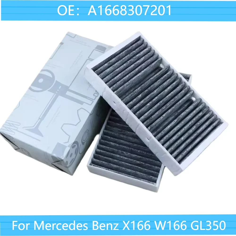 2Pcs A1668307201 Car Cabin Filter Air Conditioner For Mercedes Benz X166 W166 GL350 400 450 GLE250d GLE300 320 GLS500 ML Coupe