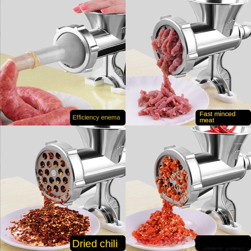 

Multifunctional Manual Meat Grinder Pasta Sausage Filler Meat Stirring Food Processor Household Kitchen Aluminum Cooking Gadget