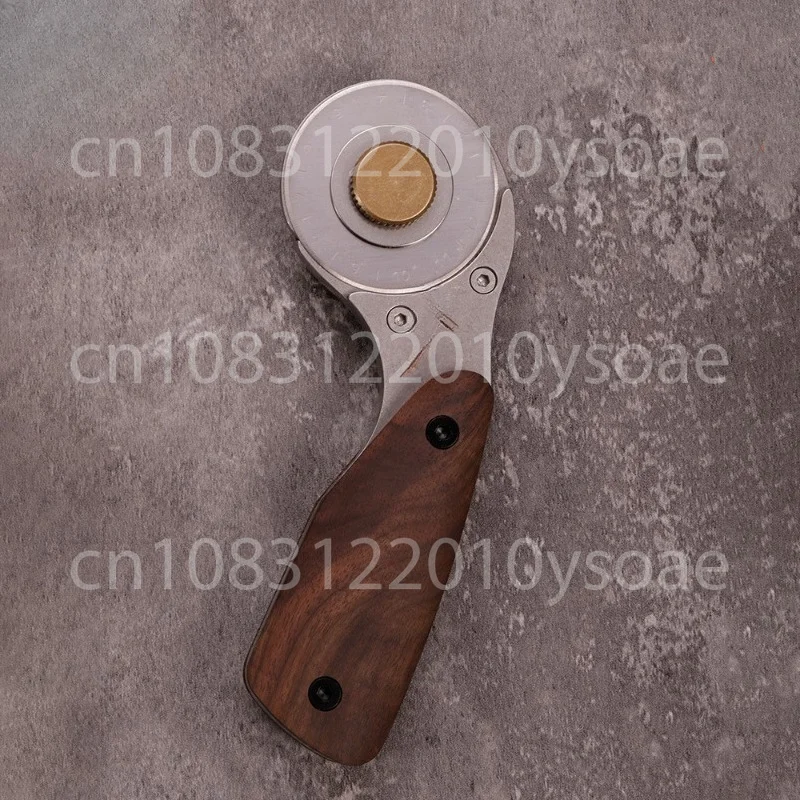 Full Metal Rotary Cutter Stainless Steel Leather Craft Knife Retractable Blade Walnut Handle 45 Mm