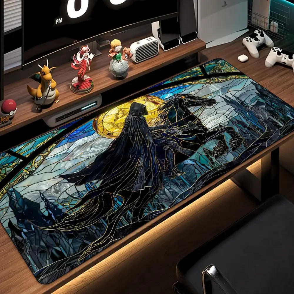 컬러 유리 스타일 고스트 나이트 마우스 패드 데스크 매트 게임 매트 게이머 pc 액세서리 미끄럼 방지 고무 베이스 키보드 마우스 패드