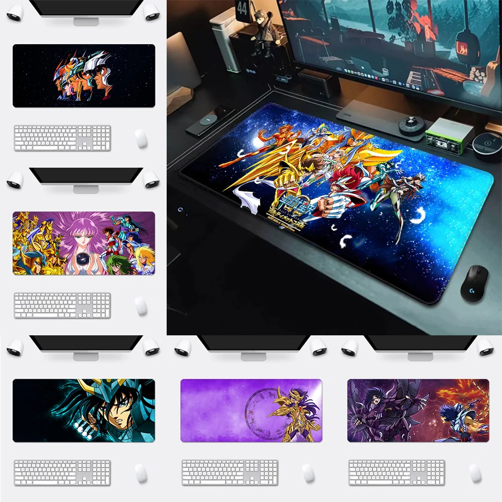 Saint Seiya Hyoga Shiryus Mousepad HD Printing Computer Gamers Locking Edge Non-slip Mouse Pad XXL90x40cm Keyboard PC Desk Pad