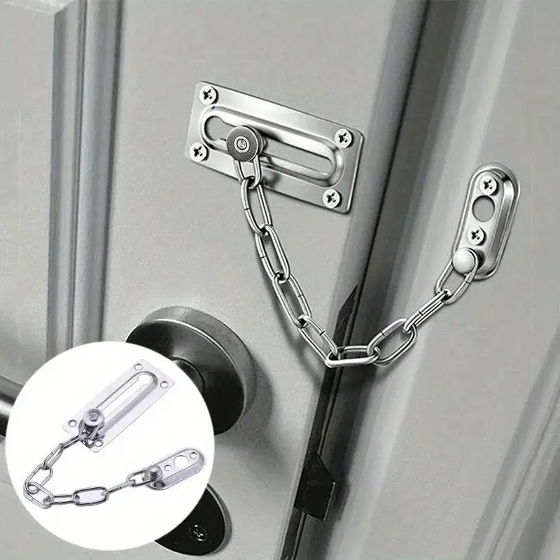 3Pcs Stainless Steel Door Chain Lock Guard, Safety Catch Restrictor, Safety Limiter, Security Bolt Slide, Front Door Chain And C