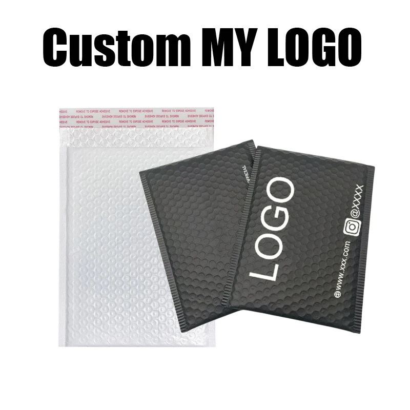 Custom LOGO personalised white poly mailer envelopes shipping bags White Poly Bubble Mailers White Bubble Mailing Bag