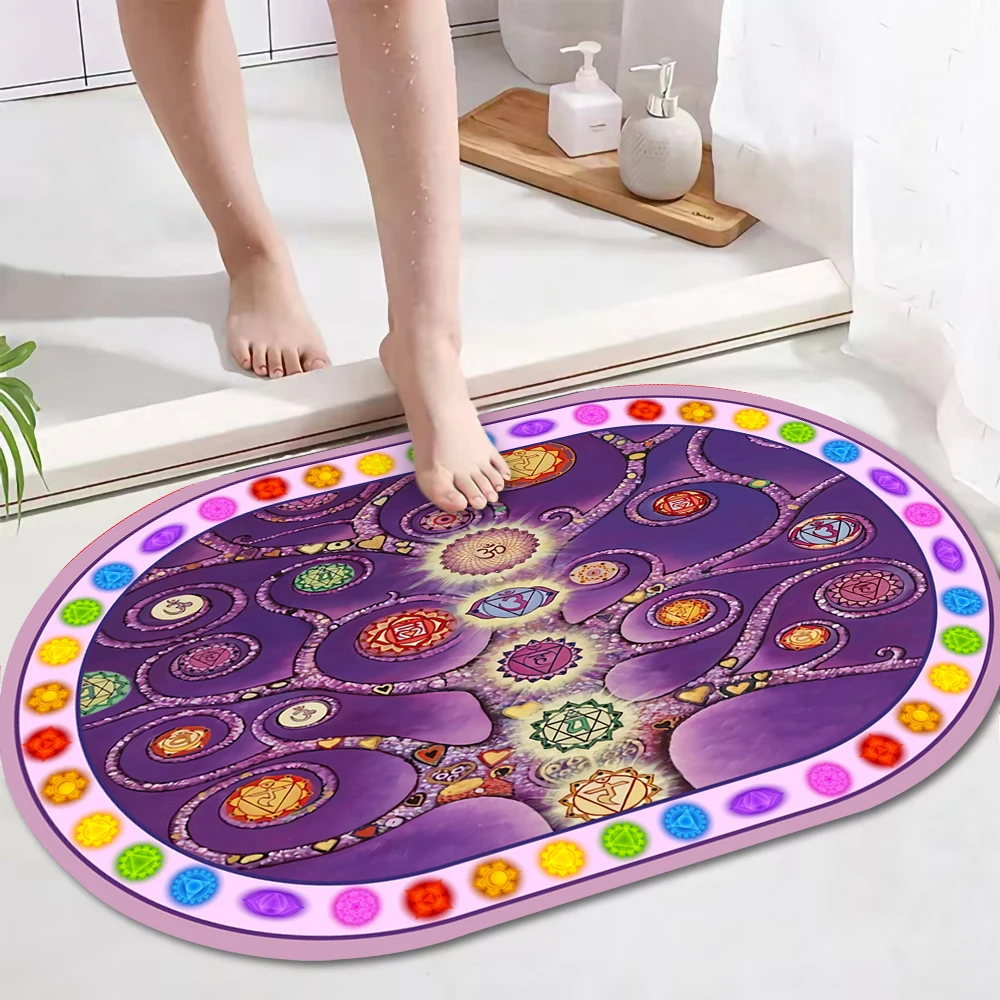 

Seven Chakra Tree of Life Absorbent Bath Mat Quick Drying Bathroom Rug Entrance Doormat Skin Floor Mats Toilet Carpet Home Decor