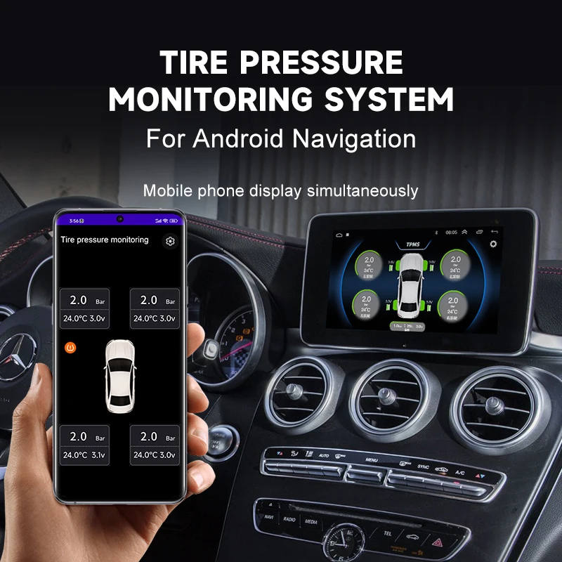 Système de surveillance de la pression des pneus TPMS Android, compatible Bluetooth, pour voiture, Moto, vélo, TMPS