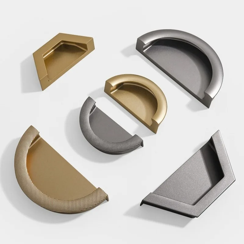 Closet kitchen hidden door handle gray gold embedded handle door invisible cabinet handle