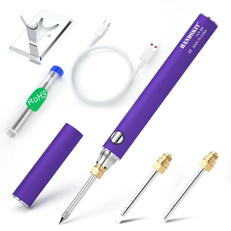 

USB Battery Soldering Iron, Rechargeable Electric Soldering Iron 510 Soldering Iron Head Interface Outdoor Welding Tool Set