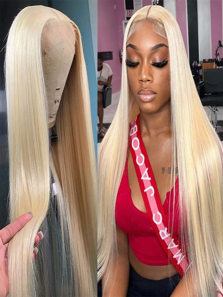 13x4 13x6 HD Transparent 613 Lace Frontal Wig Honey Blonde Color Brazilian Bone Straight Lace Front Human Hair Wigs for Women