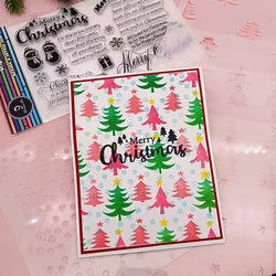 Alinacutle Christmas Winter Forest Background Clear Stamp Layered Stencils Scrapbooking Paper Craft Album Handmade Card