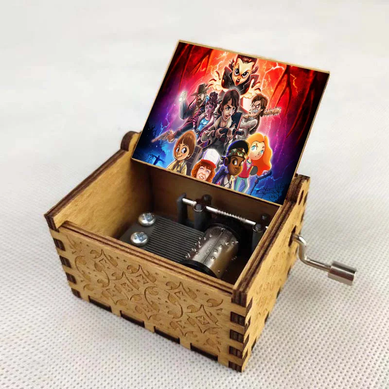 Hot anime TV Cartoon Music Box Carved Wood Hand Crank Music Box Home decorations Merry Christmas Kids Birthday Gift