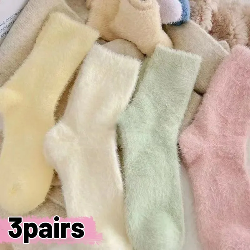 Winter Warm Plush Socks Thicken Soft Mink Fleece Socks for Women Girls Thermal Floor Sleep Socks Homewear Kawaii Fashion Socks