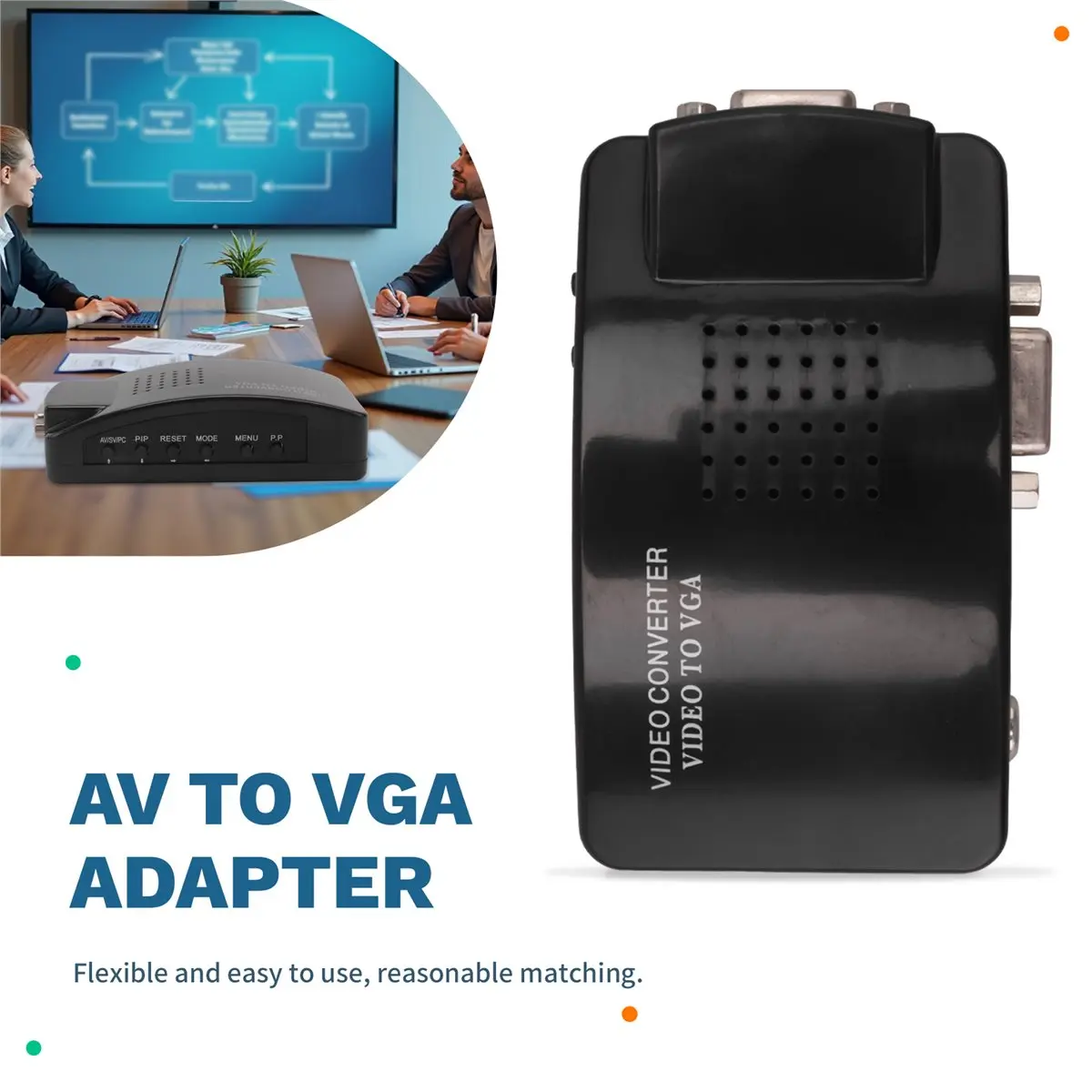 

~【On Sale】AV to VGA Adapter VGA Converter PC Composite S-Video AV Input to PC VGA LCD Output Converter Switch Box