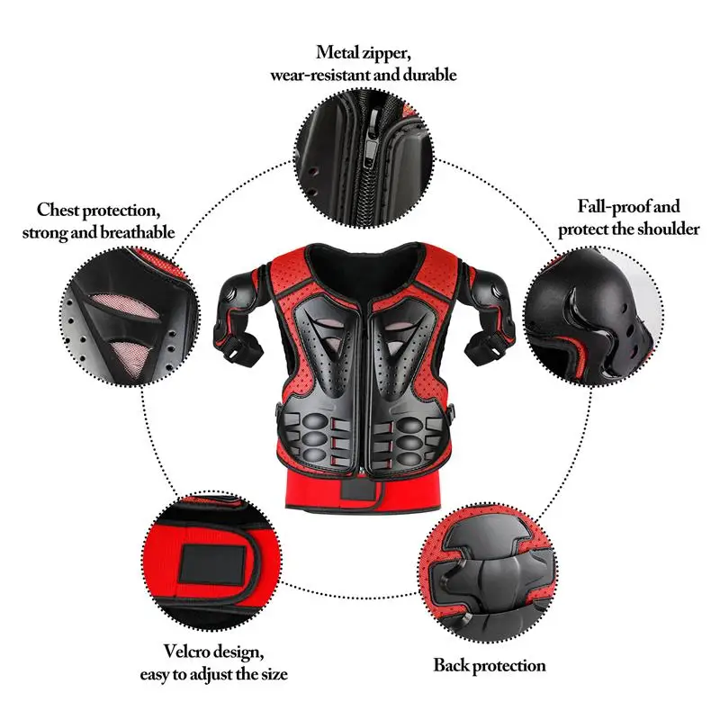 Protective Gear Set Safety Knee Pad Elbow Pad Chest Protector For Kid Motorcycle Body Armor Racing Moto Jacket Neck Protection