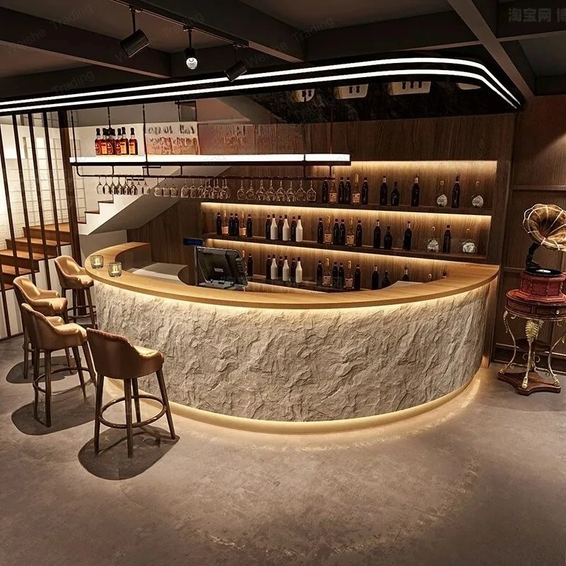 

Bar Best Reception Desks Unique Welcome Display Aesthetic Design Reception Desks Curved Industrial Lounge Furniture