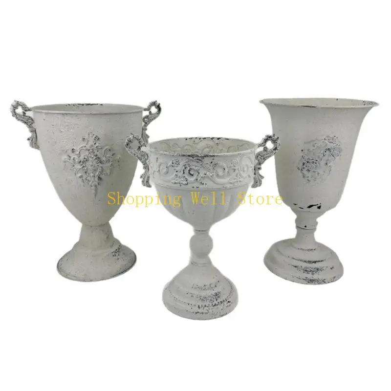 KX4B French Country Flower Pot in Metal for Entry Table and Balcony Use Flower Vase