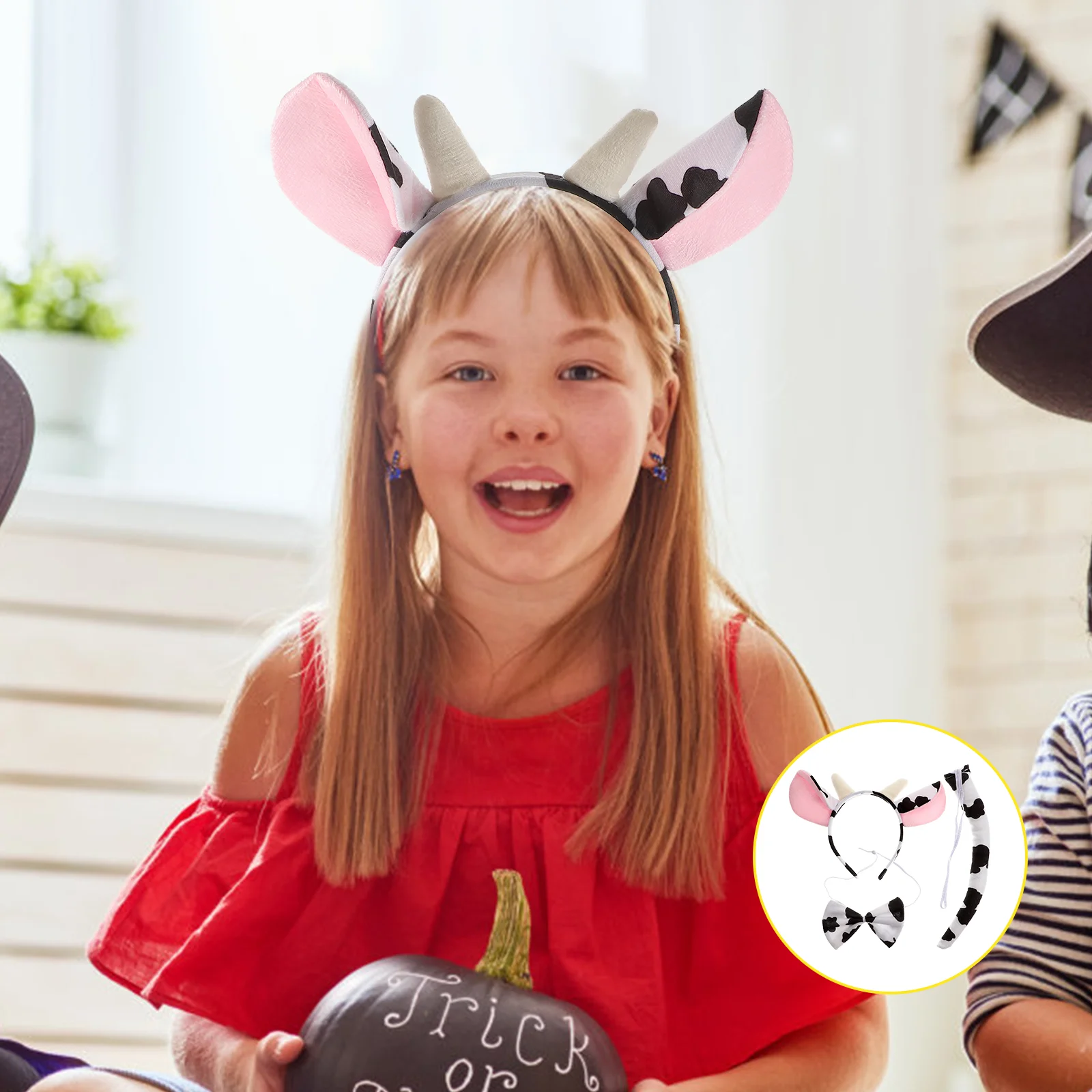 大人と子供のための牛の尾のコスプレ衣装,ハロウィーンの衣装,角のヘッドバンド,ひよこ,ウサギ,ウサギ,アクセサリー,3個