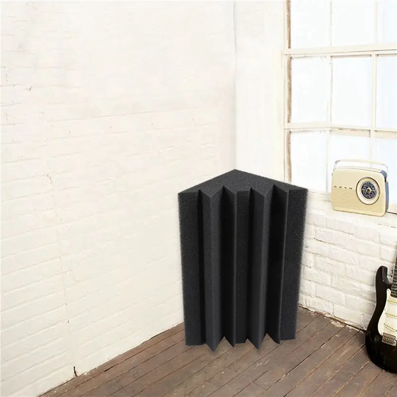 AT05-4.6 In X 4.6 In X 9.5 In Black Soundproofing Insulation Bass Trap Acoustic Wall Foam Padding (80PCS, Black)