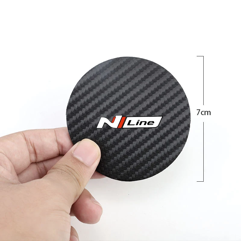 For Hyundai N Line i20 i30 Sonata Tucson Azera Elantra Veloster Kona Santa 2Pcs Car Coaster Water Cup Mat Non-Slip Pad Accessori