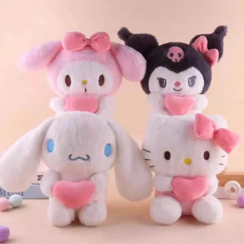 NEW 22cm Hello Kitty Kuromi Pillow KT Plush Toy Girls Soft Stuffed Animal Toys Heart My Melody Cinnamoroll Stuff Doll Gifts