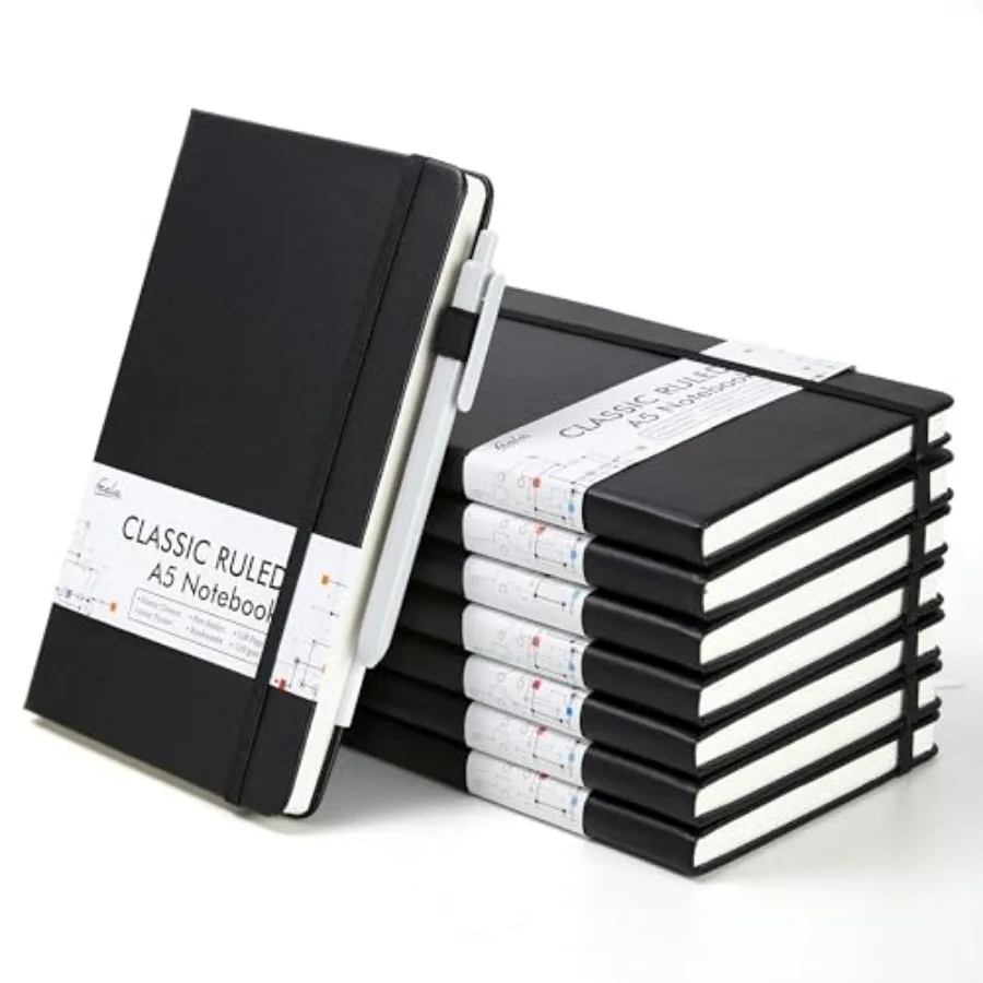 

Набор из 8 твердых обложек для блокнотов и ежедневников, классические линованные тетради для школы и работы с держателем для ручки