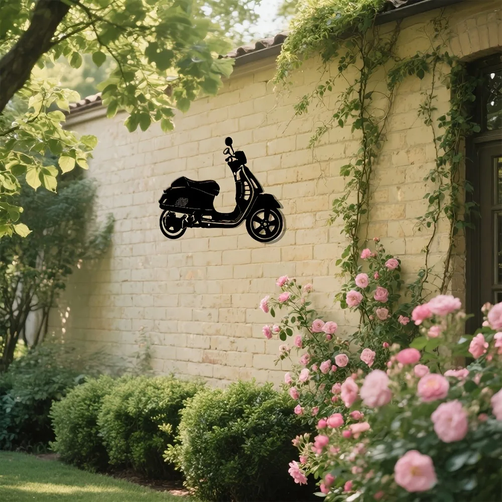Modern Aluminum Wall Art 2D Flat Scooter Silhouette 12x16 Inch Waterproof Durable Decor for Living Room Bedroom Garage Cafe