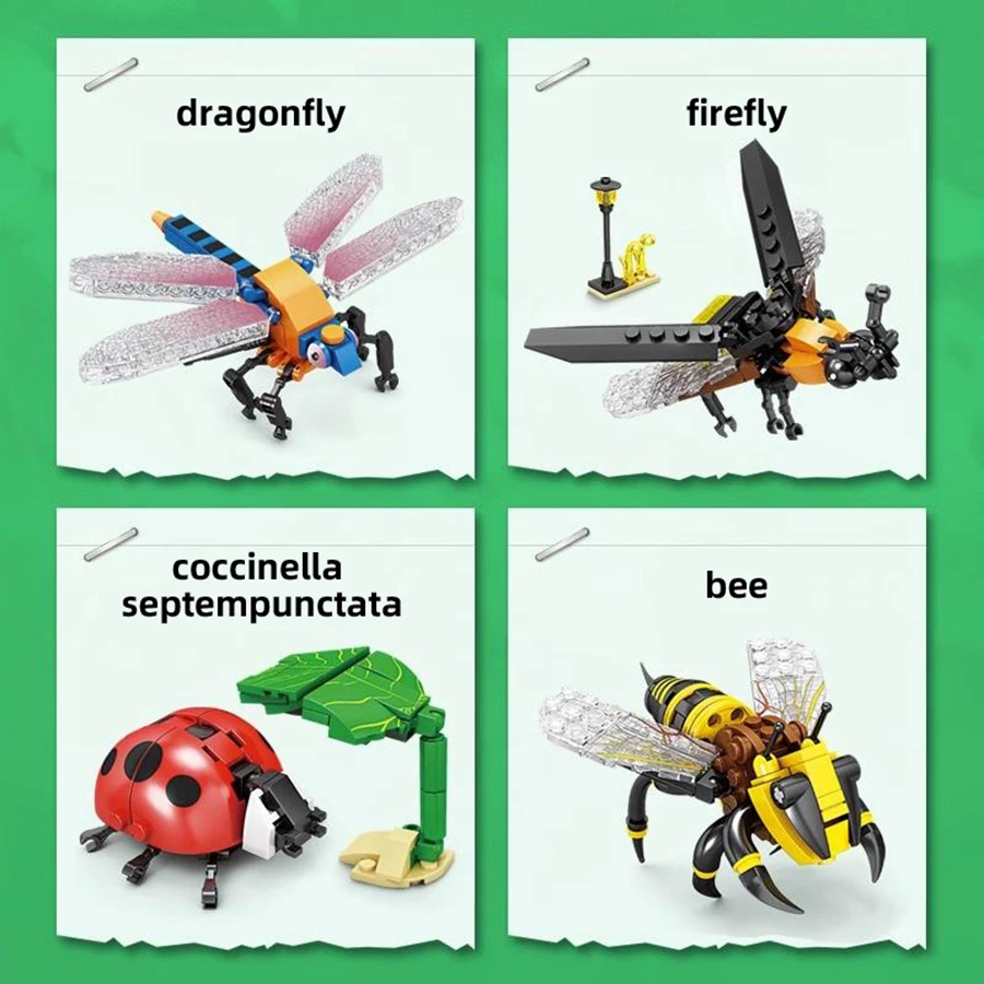 Insect Building Block Assembly Toy, Praying Mantis, Bee, Forest Animal Assembly Model, CHILDREN\'S Birthday Gift, Boys and Girls