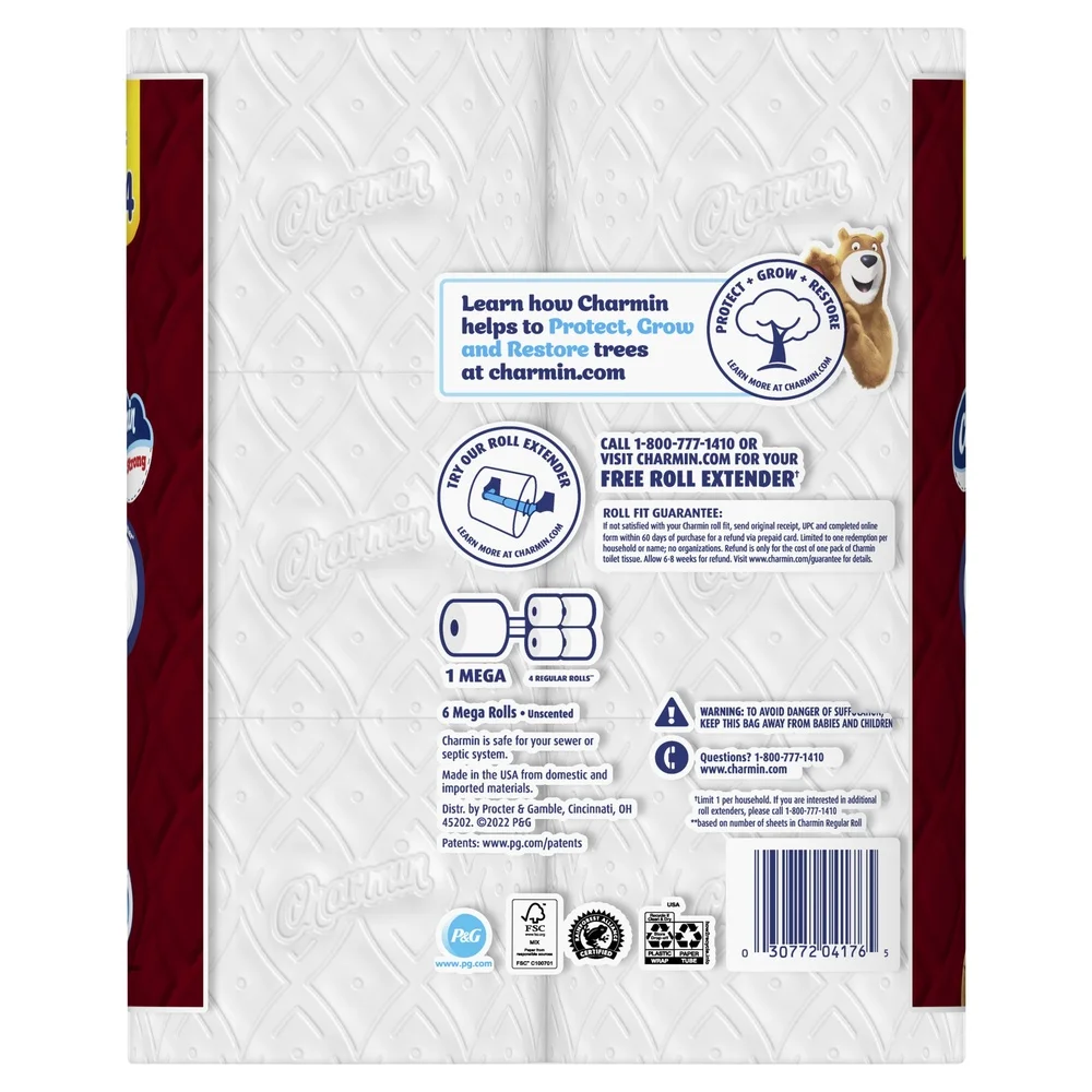 Carta igienica ultra resistente Mega Roll 242 fogli 6 Conteggi Tessuto a diamante Texture Clog Sicuro Septico Sicuro 2 strati Non profumato Perforato