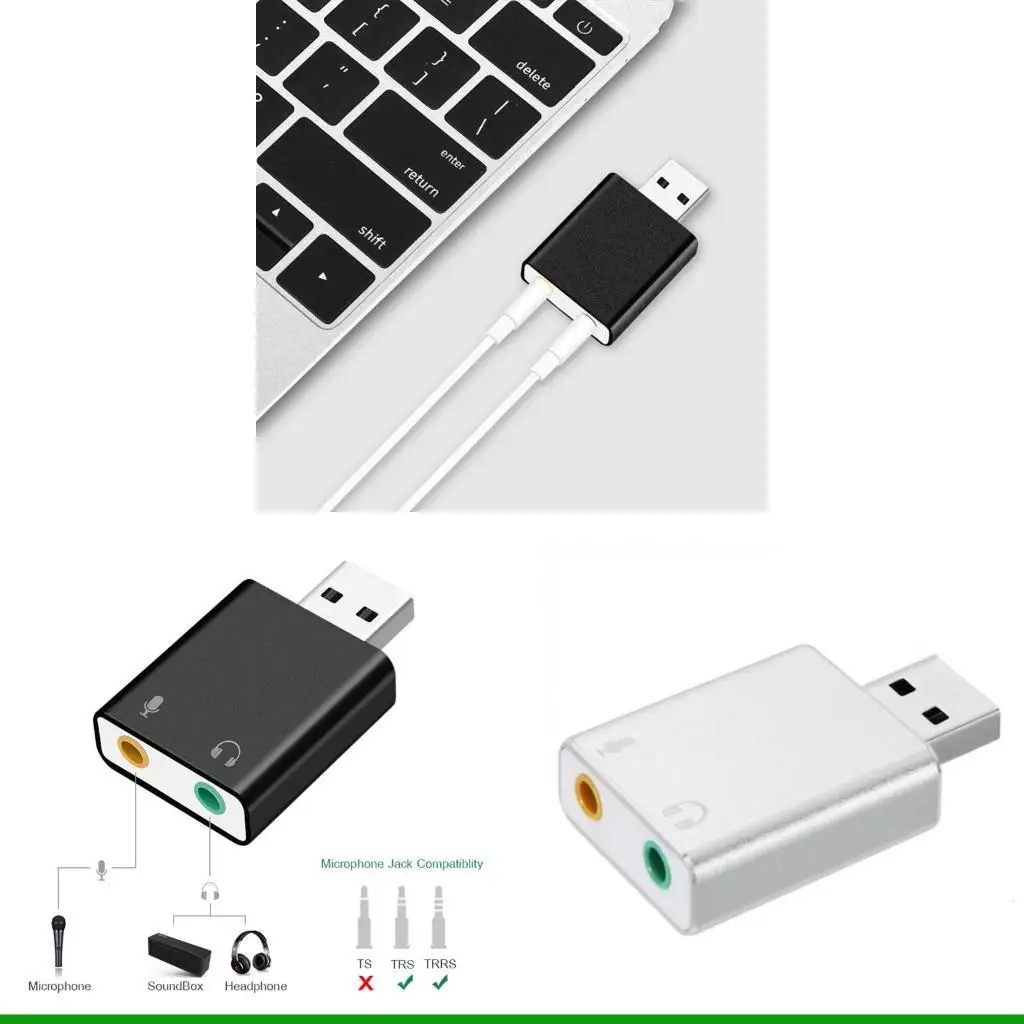 

U55C 3,5 мм TRS микрофон к USB 2.0 стерео аудио адаптер внешней звуковой карты для ПК
