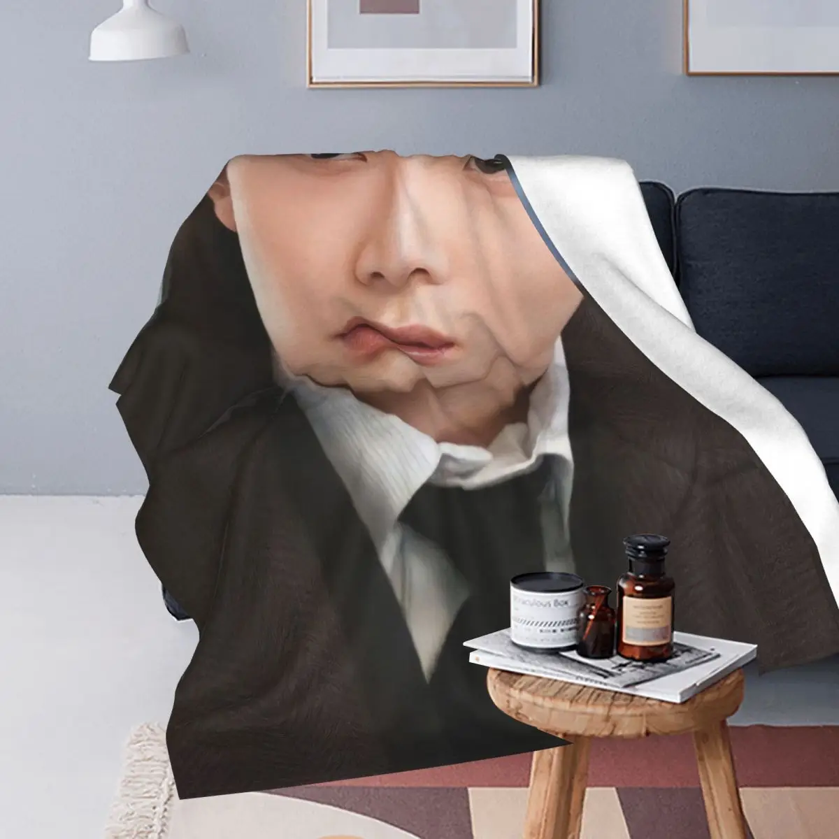 R-Rowoon Flannel Blanket Quality Super Warm South Korean Actor and Singer Bedding Throws Winter Travel Chair Pattern Bedspread
