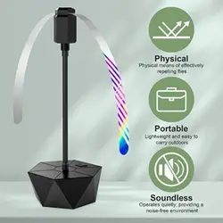 1/2Pcs Fly Fan Tabletop Fly Repellent Portable 360 Degrees Rotation Foldable Pole Fan Mosquito Repellent for Camping Picnic Fish