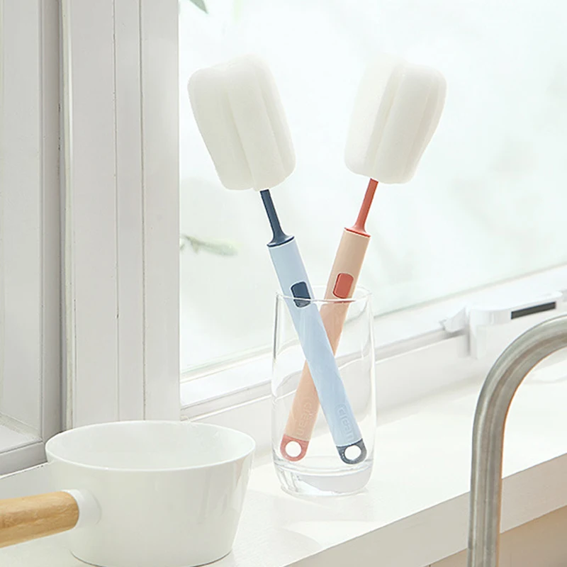 فرشاة زجاجات الطفل فرشاة إسفنجية ناعمة زجاجة ماء كوب زجاجي أداة تنظيف الغسيل مع مقبض أداة تنظيف المطبخ