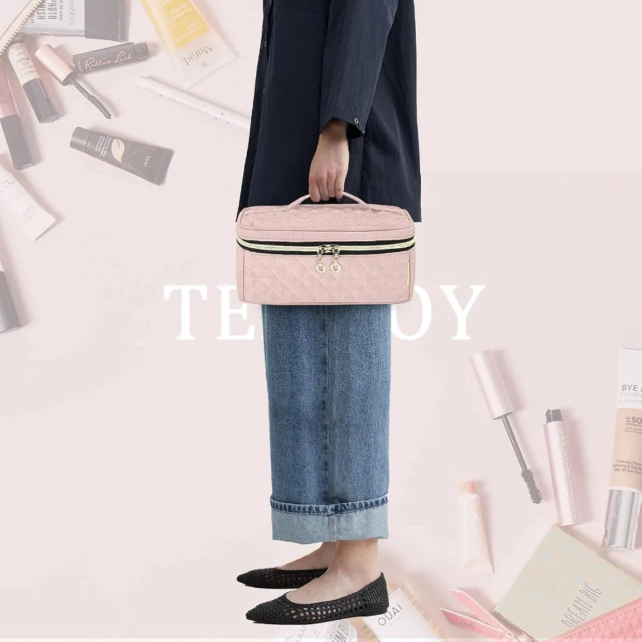 Средний дорожный футляр для кистей для макияжа с ручкой для кистей до 9 дюймов и предметов первой необходимости цвета туманной розы Идеально подходит для макияжа OntheGo или