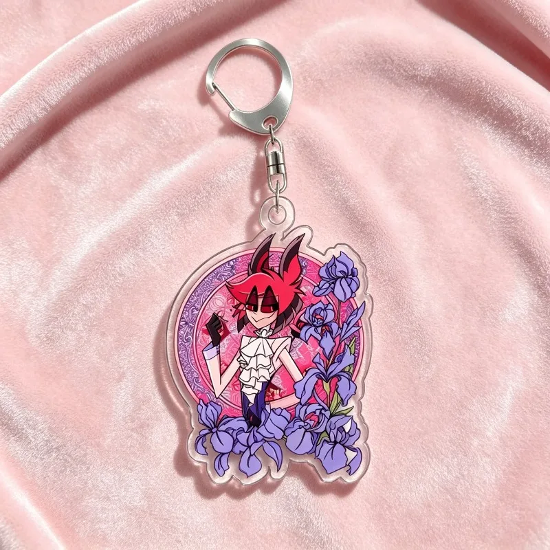 Keychain for Hazbin Hotel Lucifer Morningstar Homemade Acrylic Keychain Pendant Bag Charms Game Anime Collection Toy Gift 5cm
