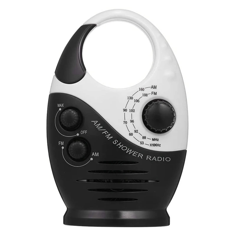 AM/FM Mini Shower Radio Bathroom Waterproof Radio Hanging Music Radio Built-In Speaker