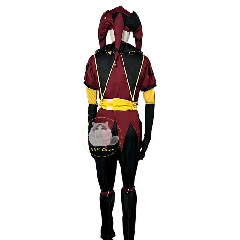 

◢2026Anime Game The Freak Circus Cosplay Costume Pierrot Harlequin Suit for Men Halloween Black Red Uniform◢*%