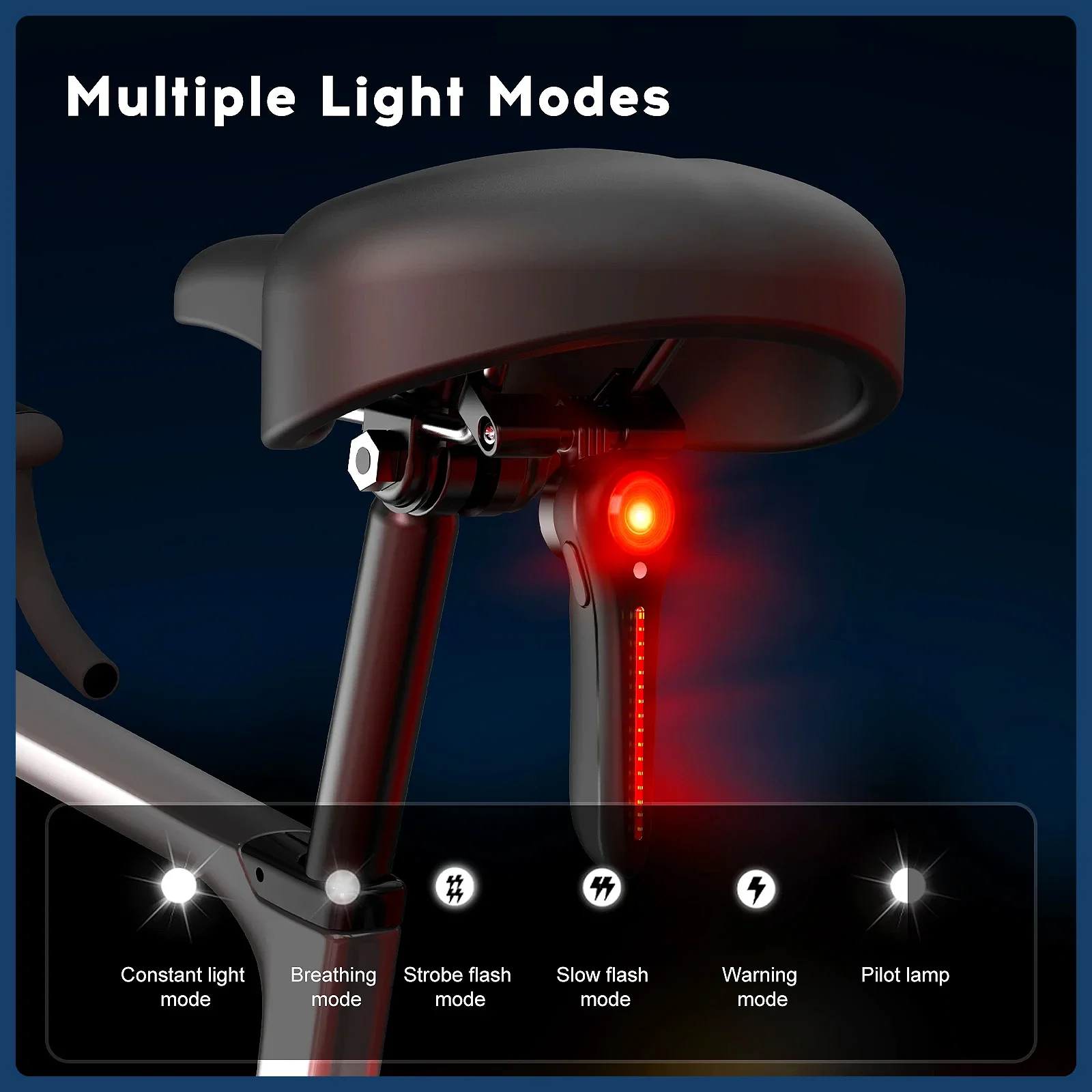 Smart Bike Tail Light Auto Brake Sensing Seatpost Taillight 6 Modes USB Rechargeable Motion Detection MTB Cycling Accessories