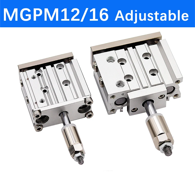 

MGPM12/16 Adjustable Stroke Bore Size 12mm/16mm Three Axis With Rod Compact Guide Air Actuator Pneumatic Cylinder