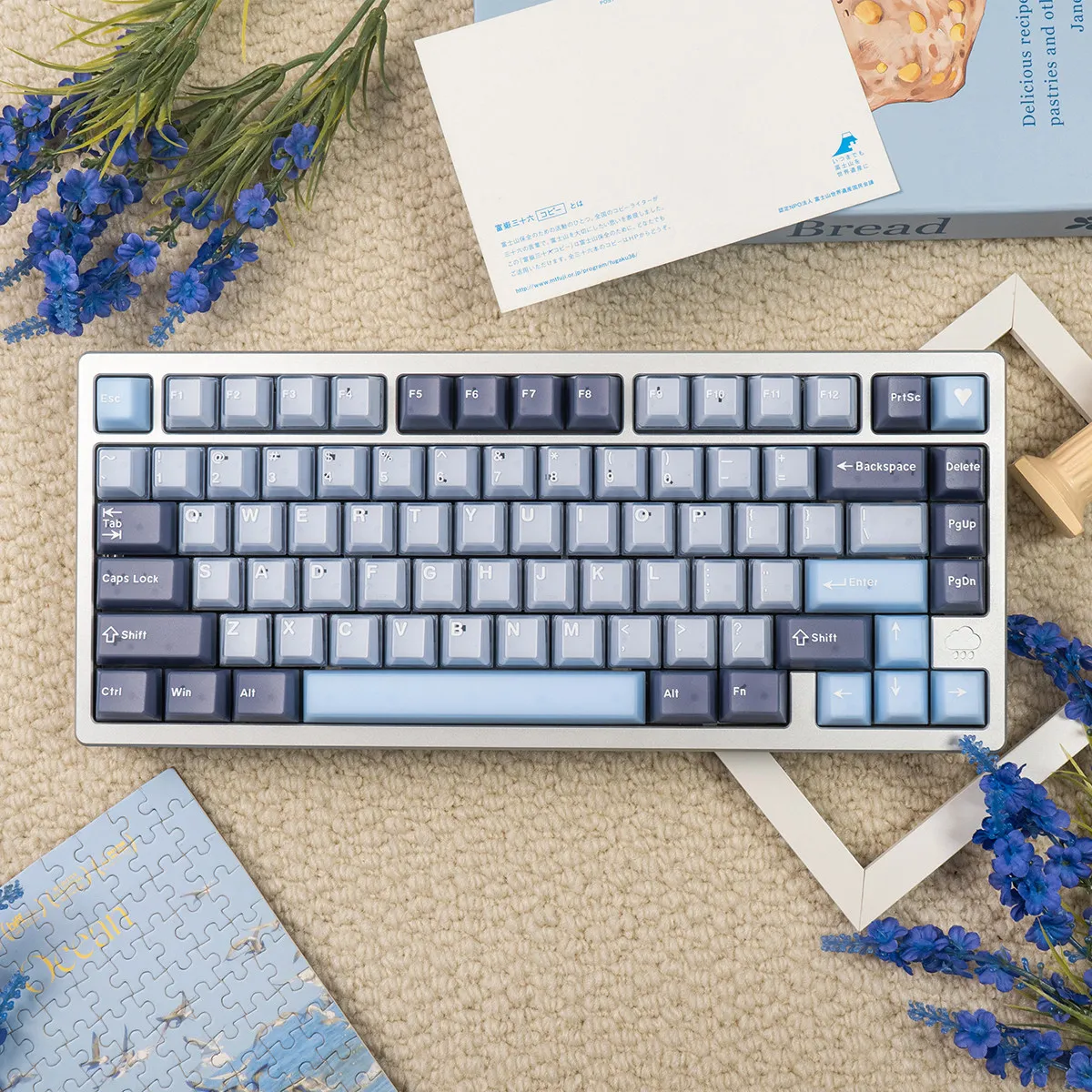 Blue Soda Translucent Keycaps 164 Keys Double Shot Cherry Profile PBT PC Keycaps Large Set For MX Mechanical Keyboard